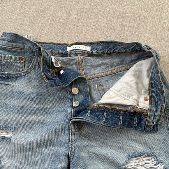 Pacsun Distressed Ultra High Rise Vintage Shorts Size 26 Button Fly - Picture 3 of 9
